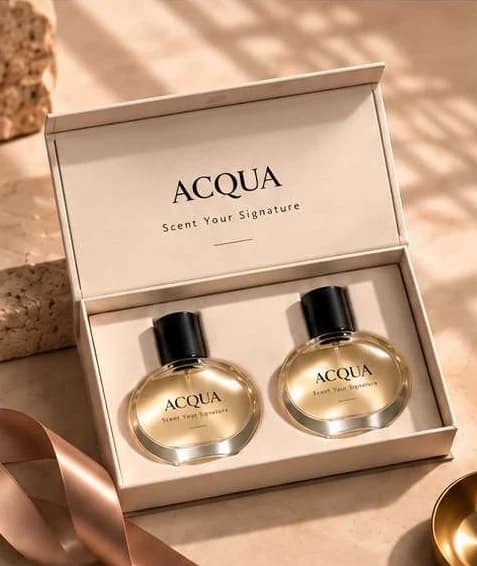 The ACQUA Duo Presentation Box, open, with two bottles